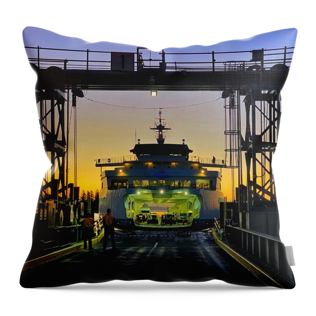 Wsdot Throw Pillow featuring the photograph Washington State Ferry - 2 by Jerry Abbott