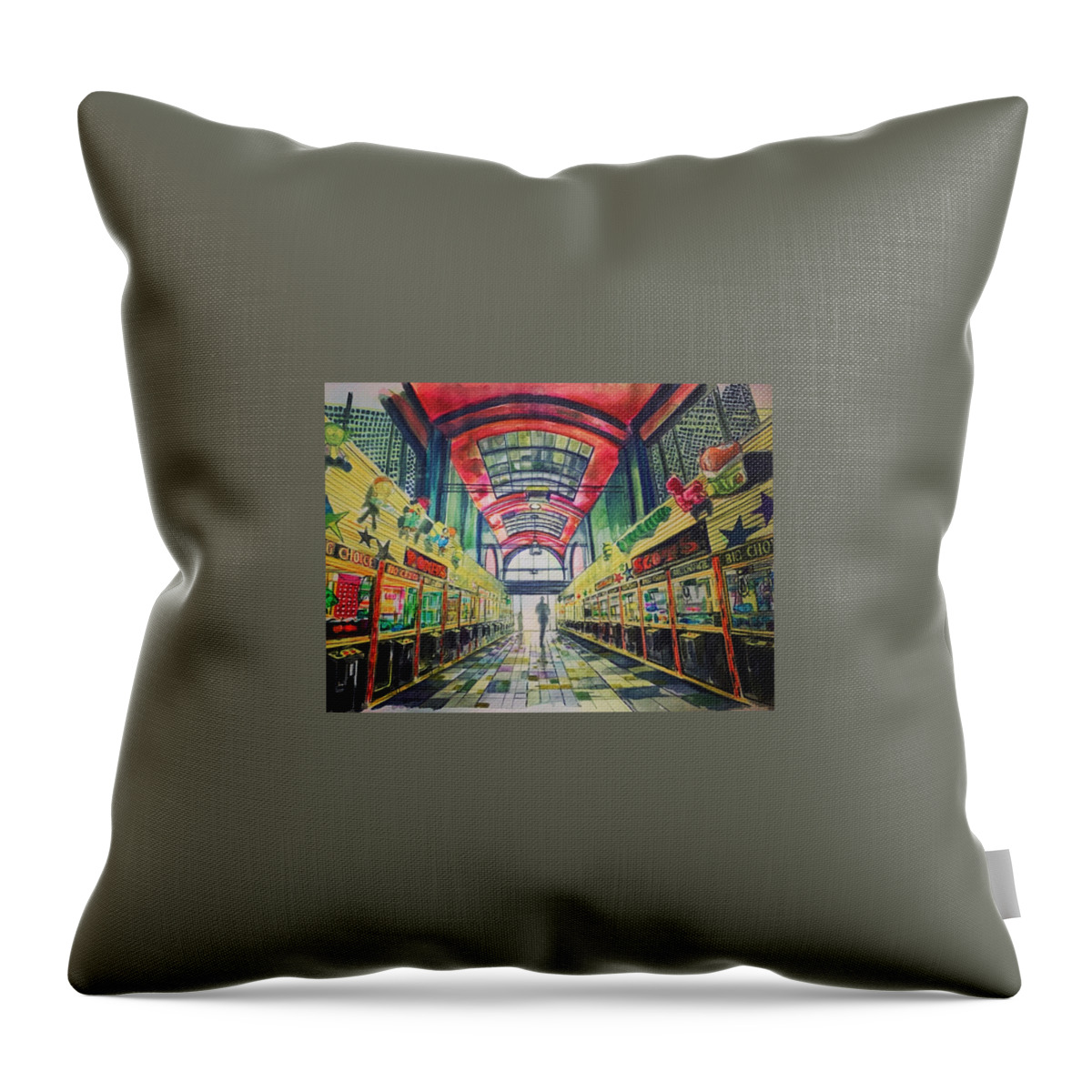  Throw Pillow featuring the painting Boardwalk by Try Cheatham