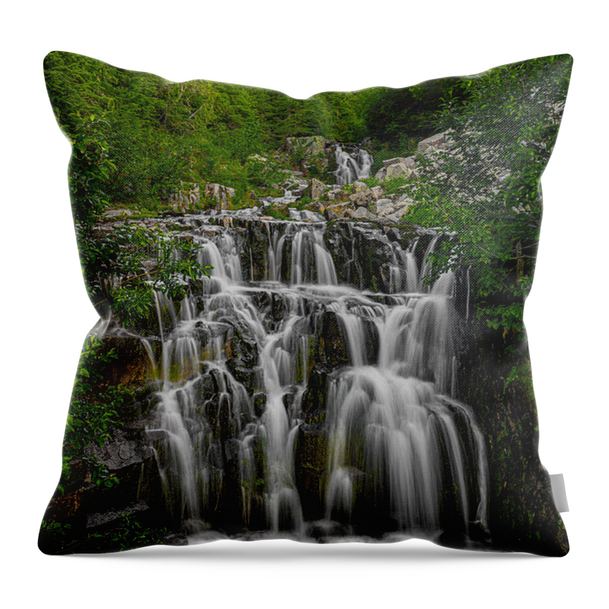 California Throw Pillow featuring the photograph Water fall in Mount Rainier National Park by Don Hoekwater Photography