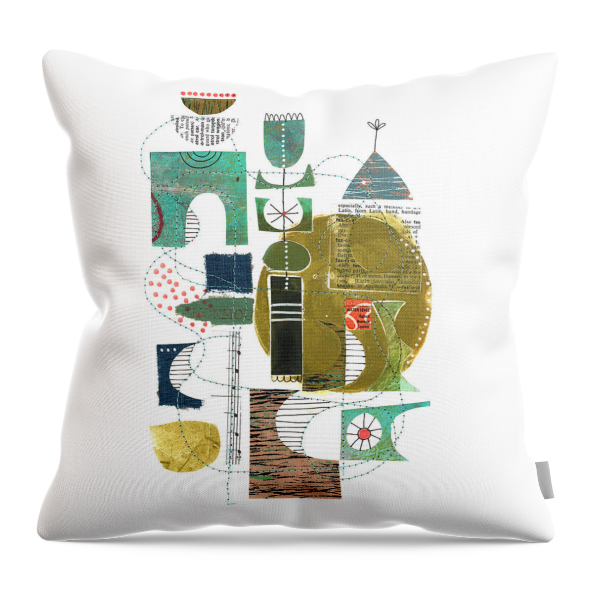 Collage Throw Pillow featuring the mixed media Water Level by Lucie Duclos