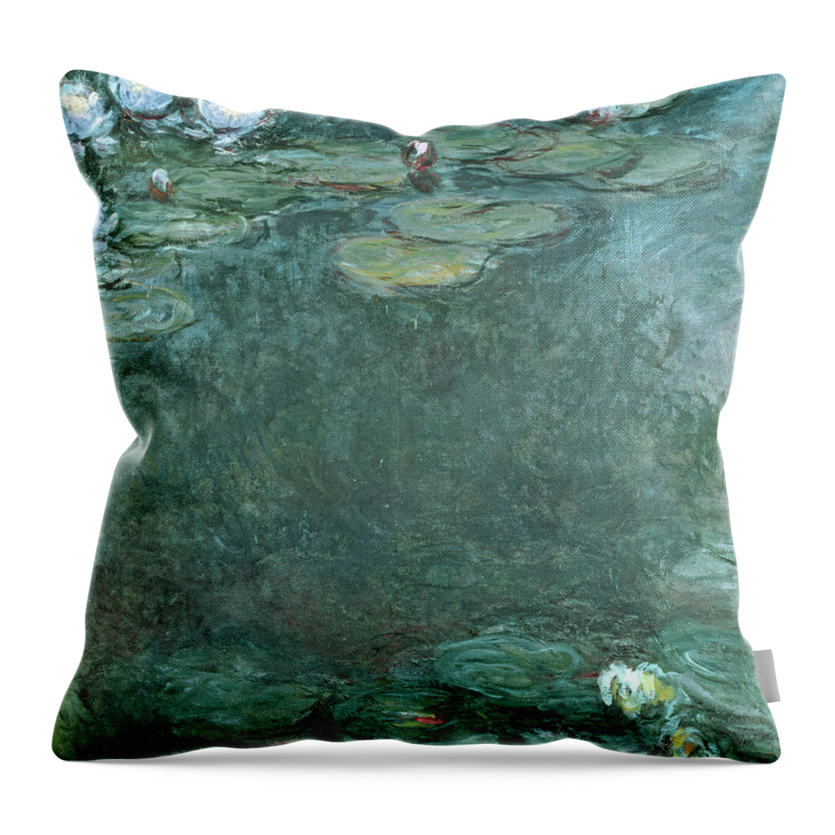 Monet Throw Pillow featuring the painting Water-Lilies by Claude Monet, oil on canvas by Claude Monet