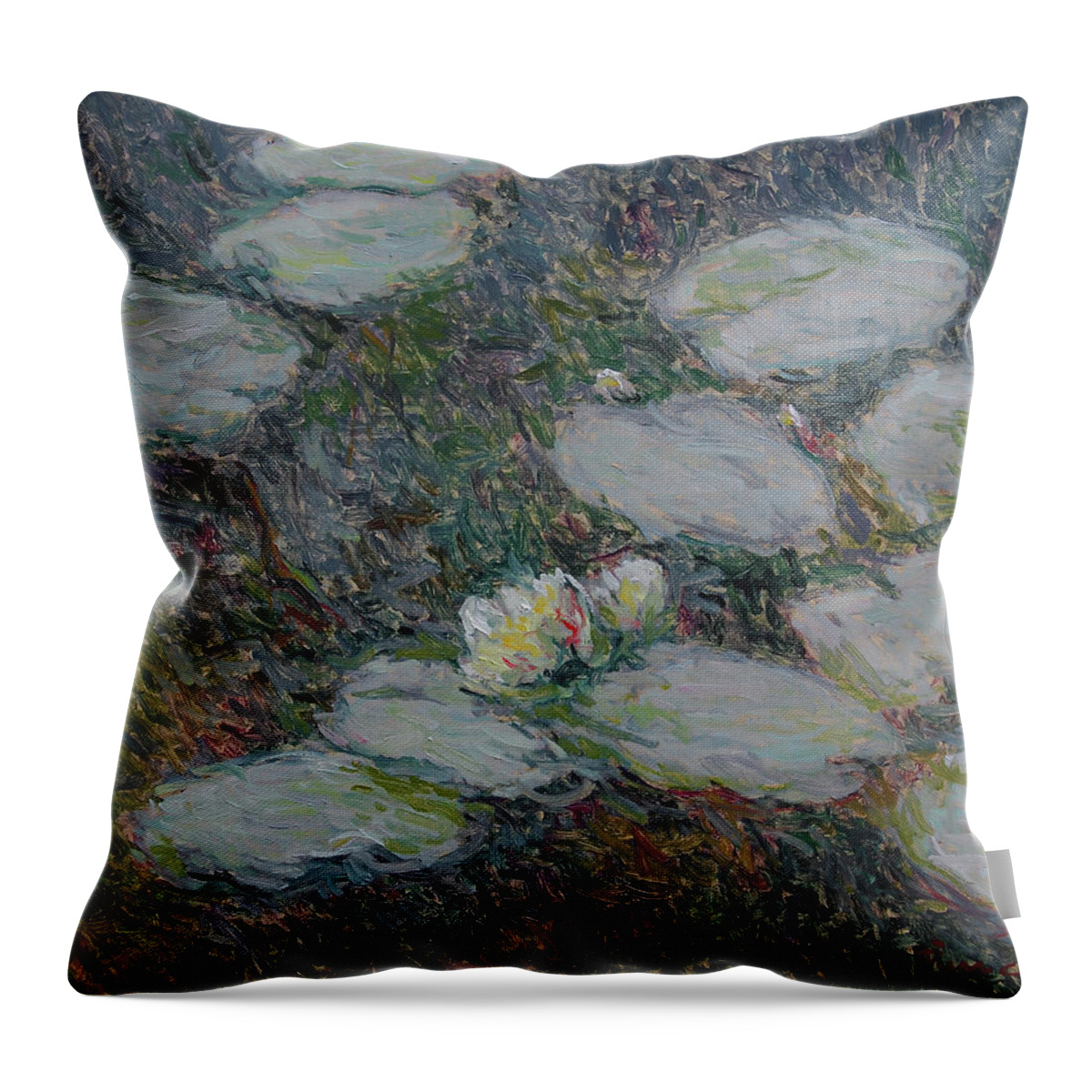 Waterlelies Throw Pillow featuring the painting Water lilies nr 24 by Pierre Dijk