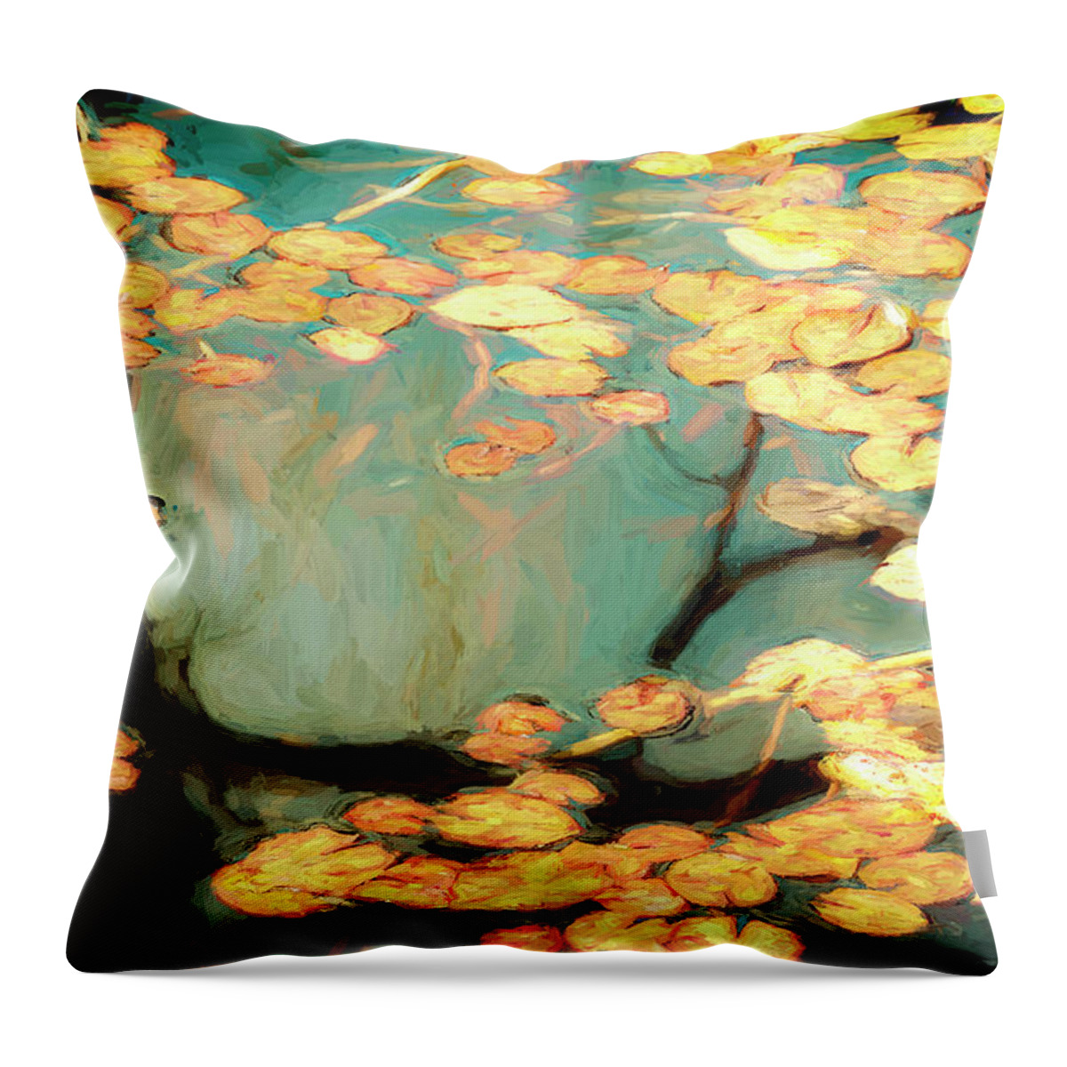 Lilies Throw Pillow featuring the digital art Water Lilies by Wayne Sherriff