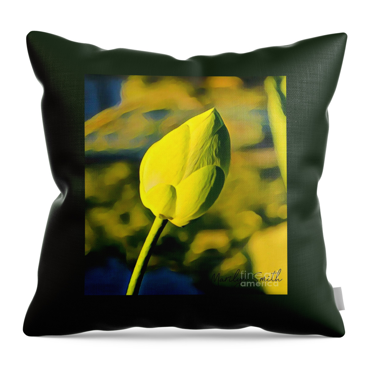 Water Throw Pillow featuring the painting Water Lotus Bud by Marilyn Smith