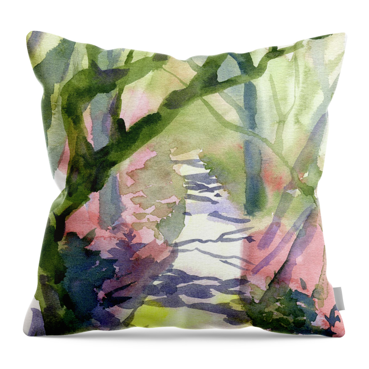 Watercolor Throw Pillow featuring the digital art Watercolor A Single Pathway Painting by Sambel Pedes