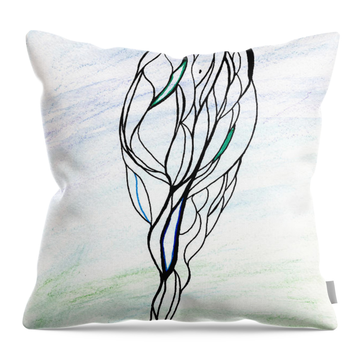 Watercolor Throw Pillow featuring the mixed media Watercolor and Ink Improvisation 1271 by Bentley Davis