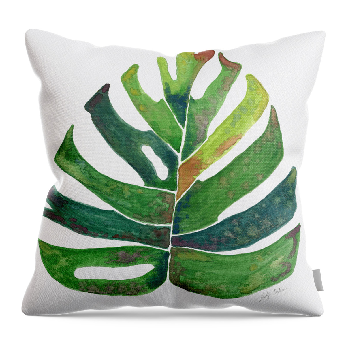 Watercolor Throw Pillow featuring the painting Watercolor Monstera by Kristye Dudley