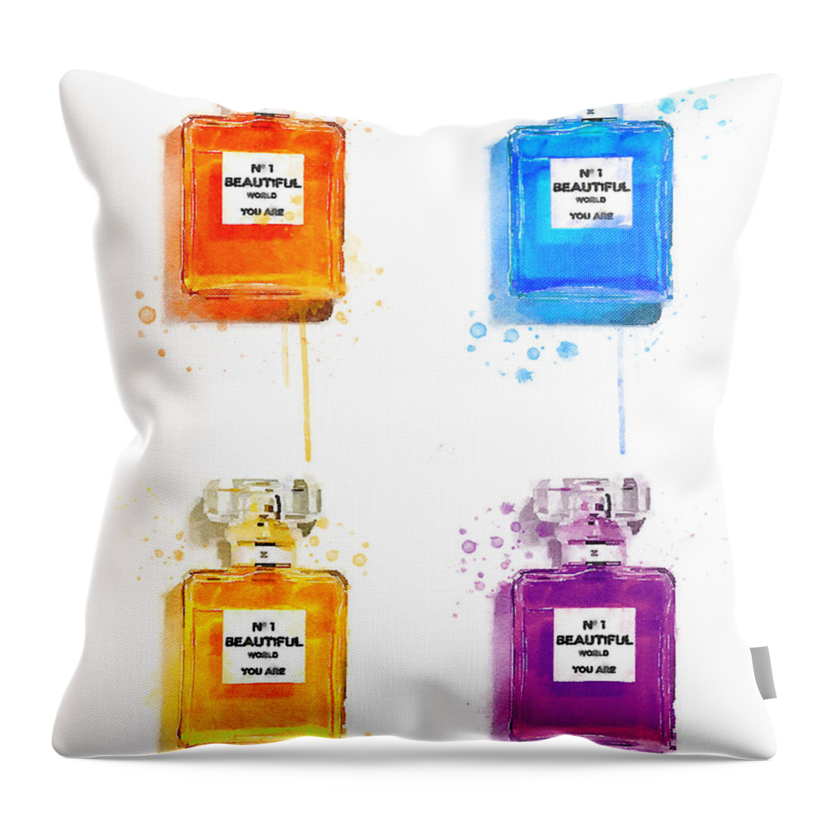 Watercolor Throw Pillow featuring the painting Watercolor You're Beautiful - original artwork by Vart. by Vart
