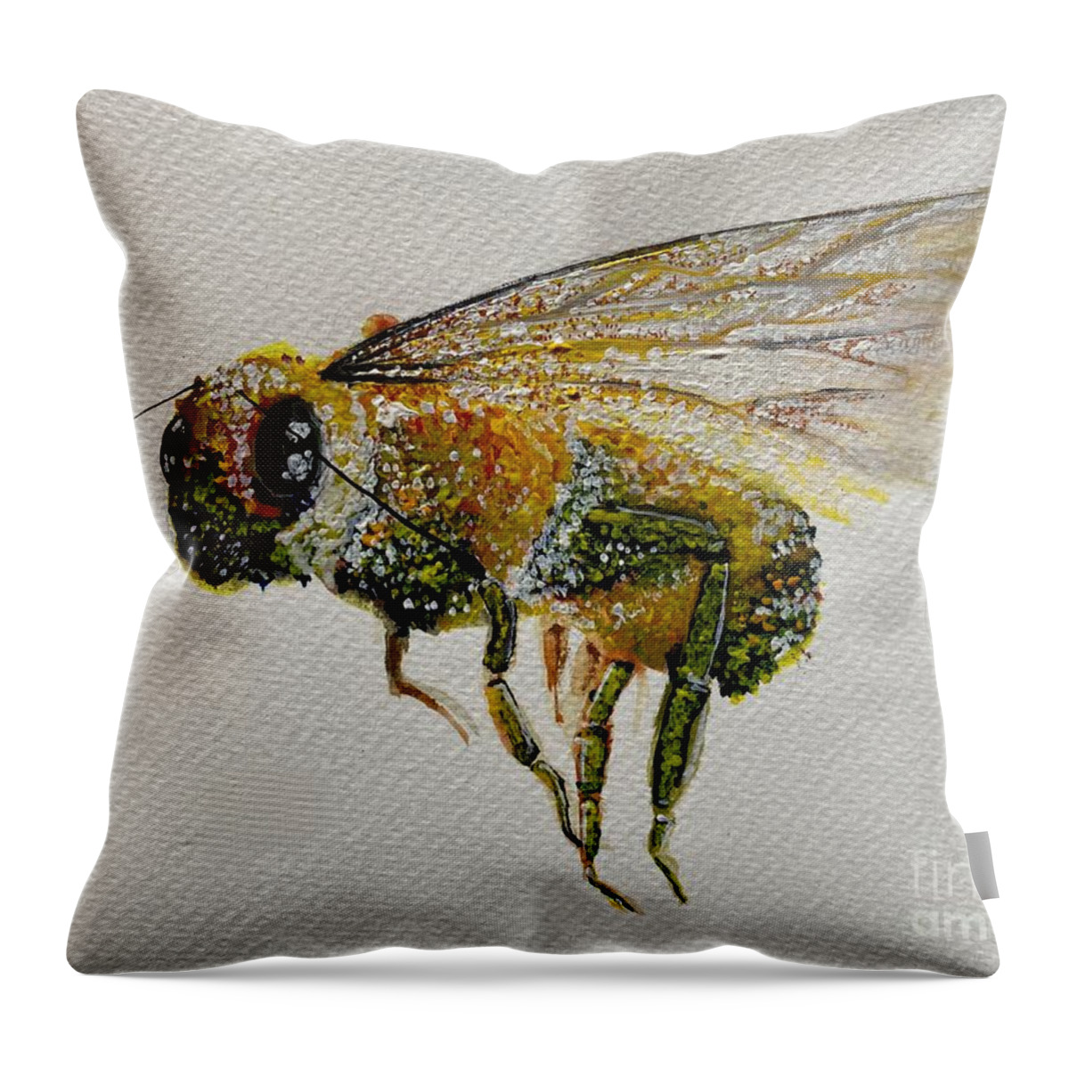 Watercolour Throw Pillow featuring the painting Watercolour bee by Sharron Knight