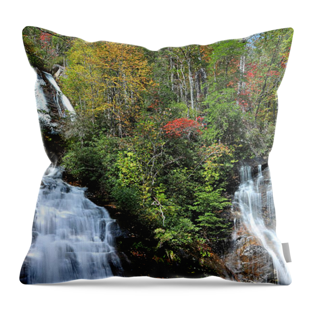 Waterfall Throw Pillow featuring the photograph Waterfall - Anna Ruby Falls, Georgia by Richard Krebs