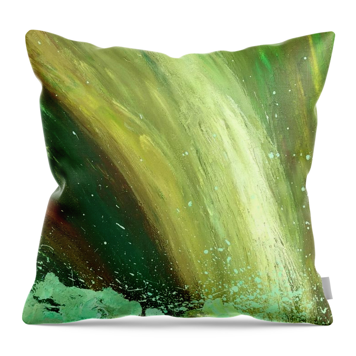 Watercolors Throw Pillow featuring the painting Waterfalls by Karen Nicholson