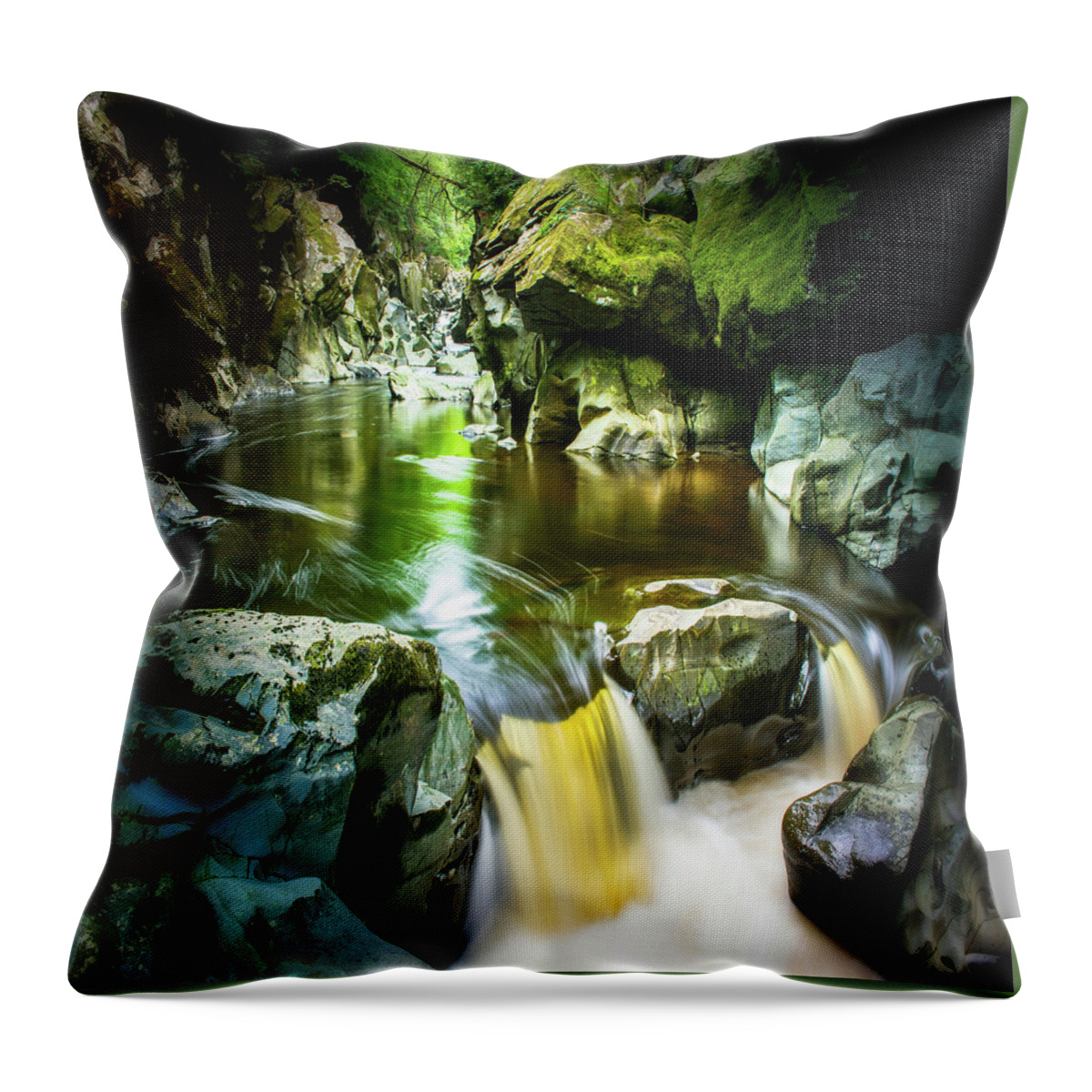 Wales Throw Pillow featuring the digital art Waterfalls by Remigiusz MARCZAK