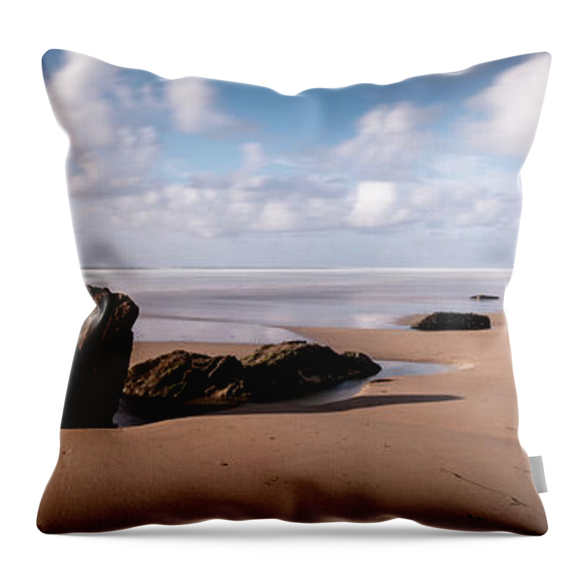 Coast Throw Pillow featuring the photograph Watergate Bay Beach Cornwall South west coast path England by Sonny Ryse