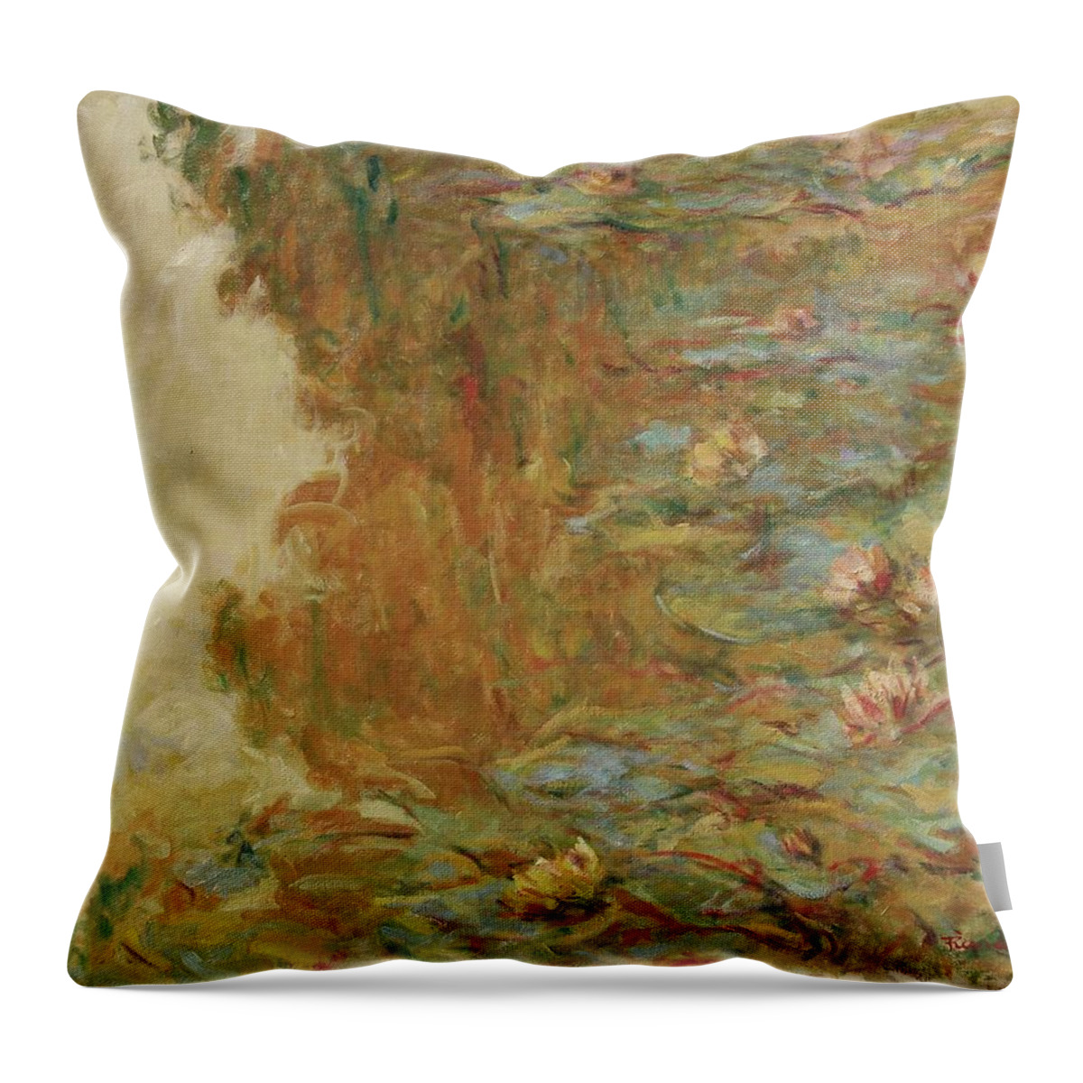 Nymphaea Throw Pillow featuring the painting Waterlelie Nymphaea Nr.18 by Pierre Dijk