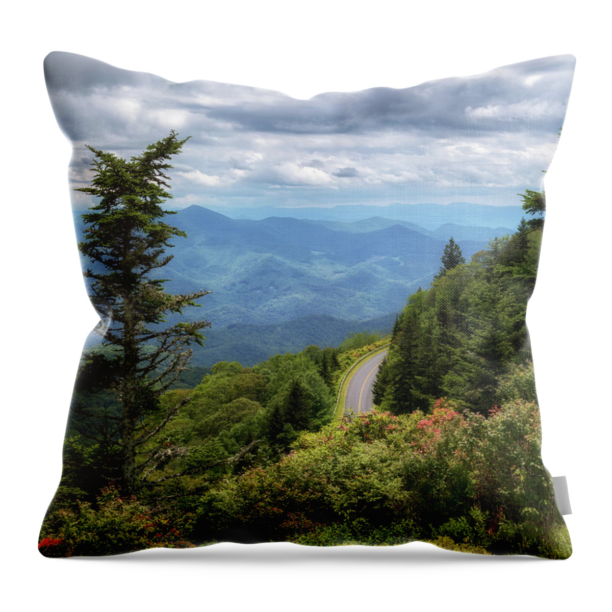 Mountains Throw Pillow featuring the photograph Waterrock Knob Eastern View - Blue Ridge Parkway by Susan Rissi Tregoning
