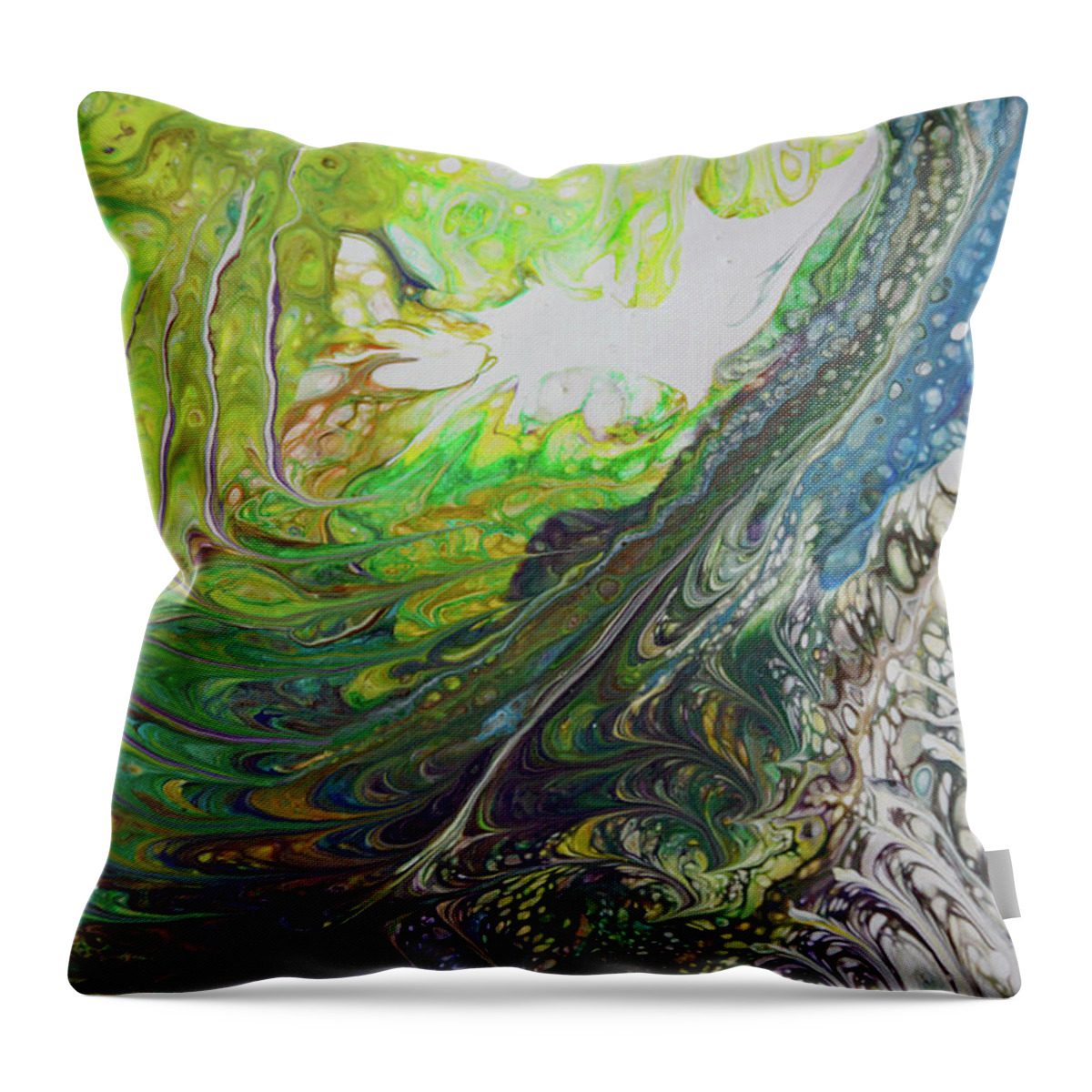 Ocean Throw Pillow featuring the painting Wave Action by Jo Smoley