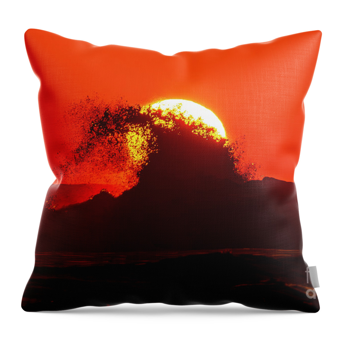Sunset Throw Pillow featuring the photograph Wave Crashing at Sunset in Oceanside by Rich Cruse