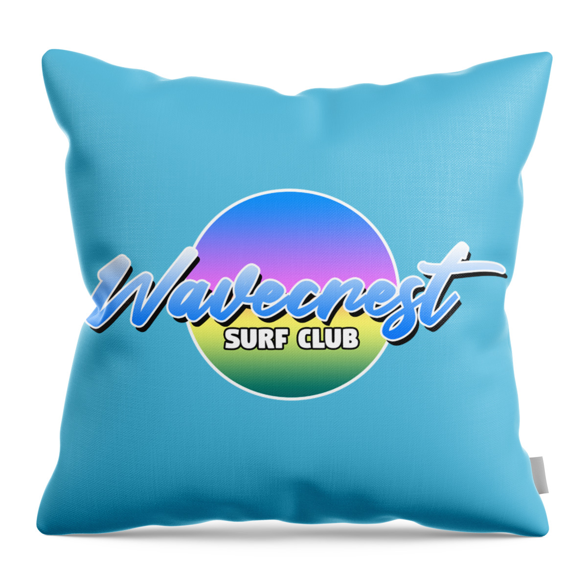 Wavecrest Throw Pillow featuring the digital art Wavecrest Surf Club Logo by Christopher Lotito