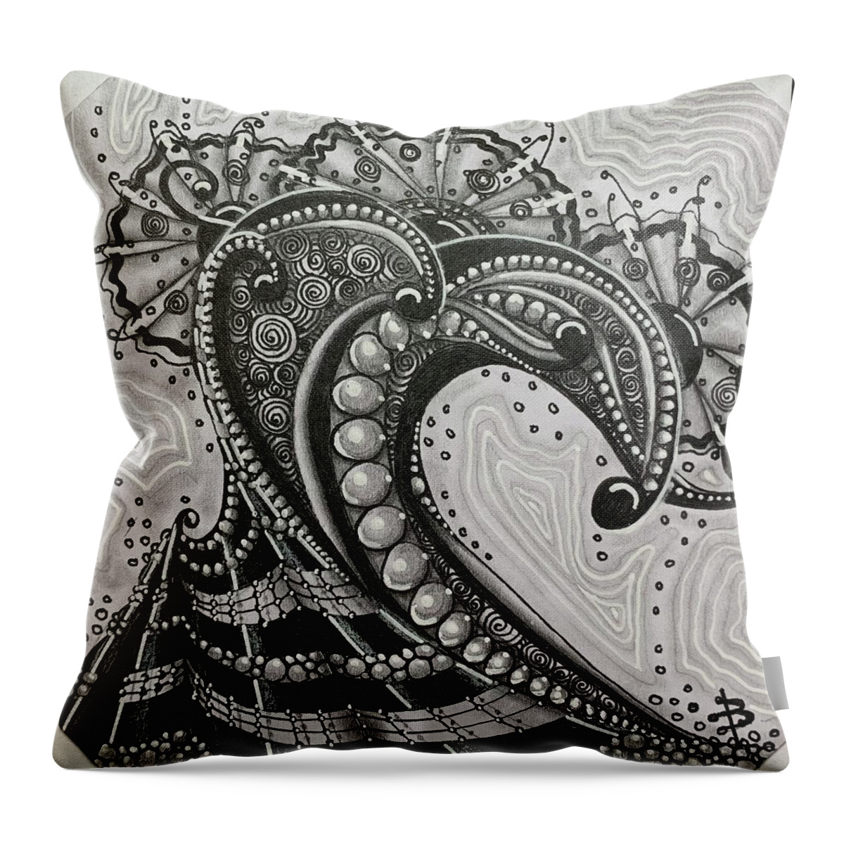 Waves Throw Pillow featuring the mixed media Waves by Brenna Woods