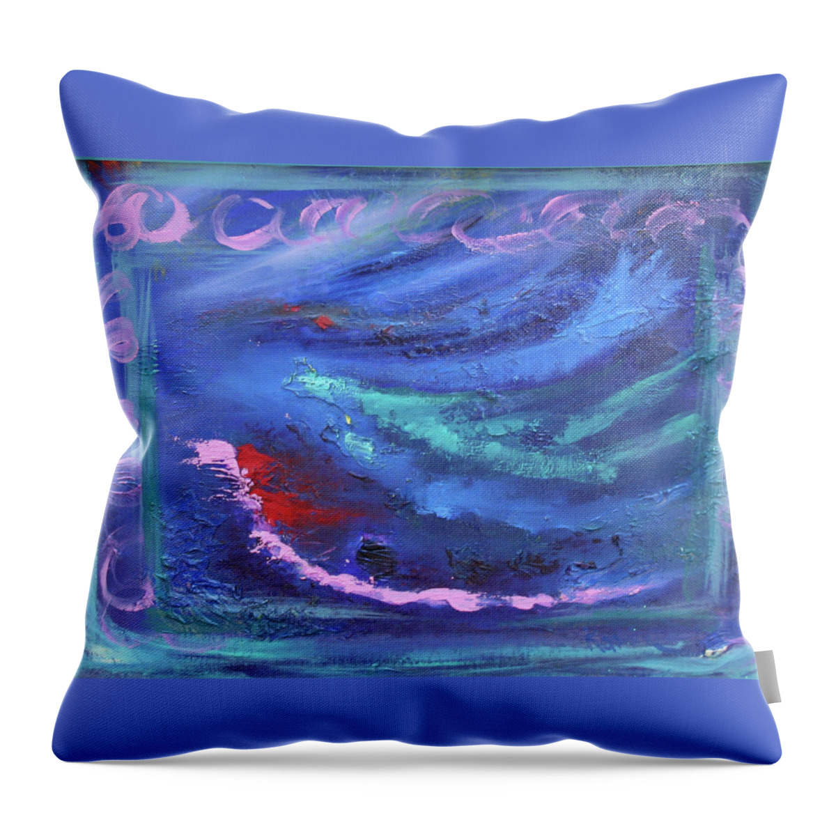 Abstract Throw Pillow featuring the painting Waves by Karin Eisermann