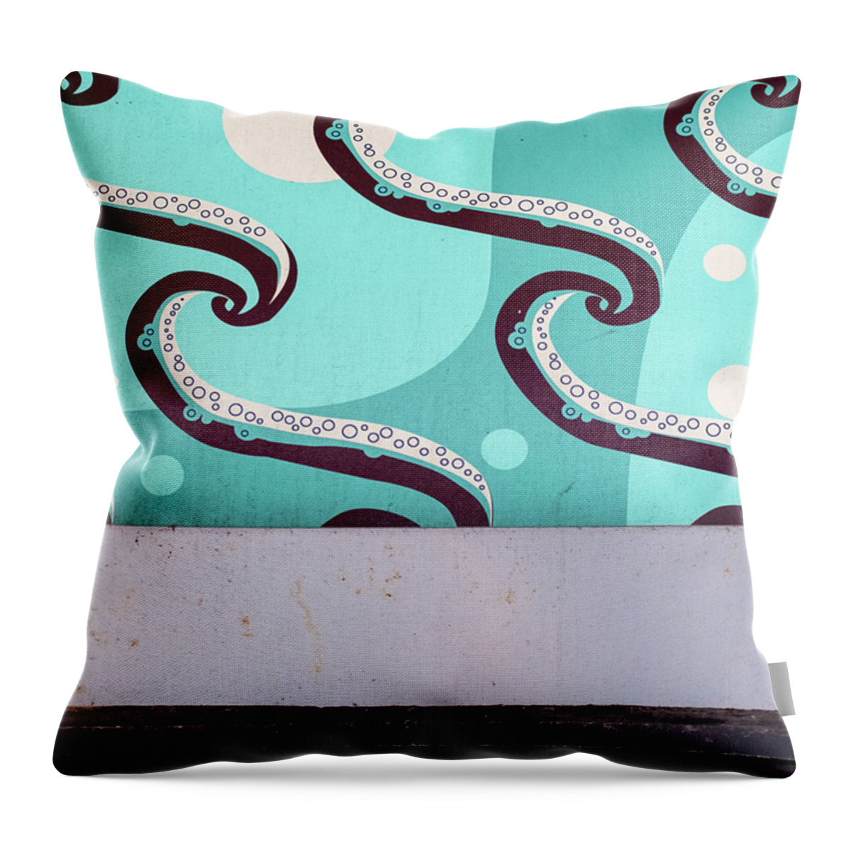 Abstract Throw Pillow featuring the photograph Wavy Bubbles by Christi Kraft