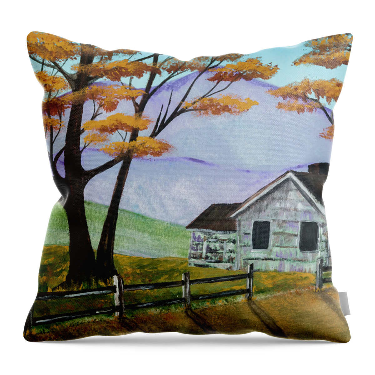 Art Throw Pillow featuring the painting Wayside Cabin by The GYPSY