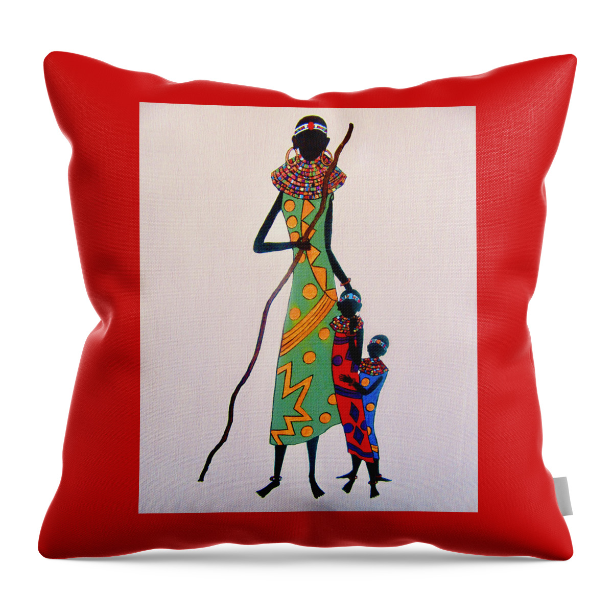 Woman Throw Pillow featuring the painting We are Hungry by Stephanie Moore