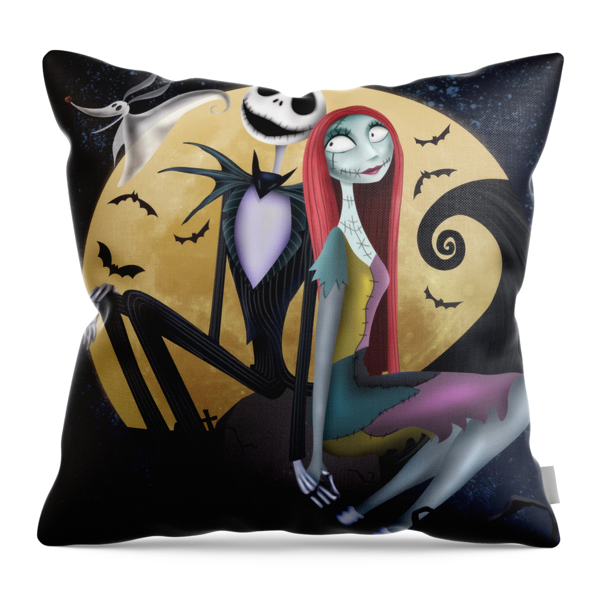 Nightmare Before Christmas Throw Pillow featuring the drawing We belong together... by Alessandro Della Pietra