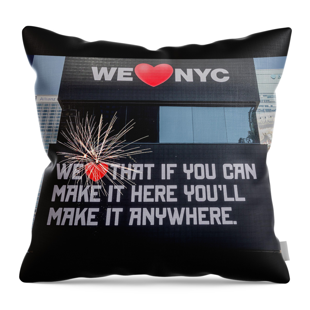 Debra Martz Throw Pillow featuring the photograph We Love NYC Times Square Sign by Debra Martz