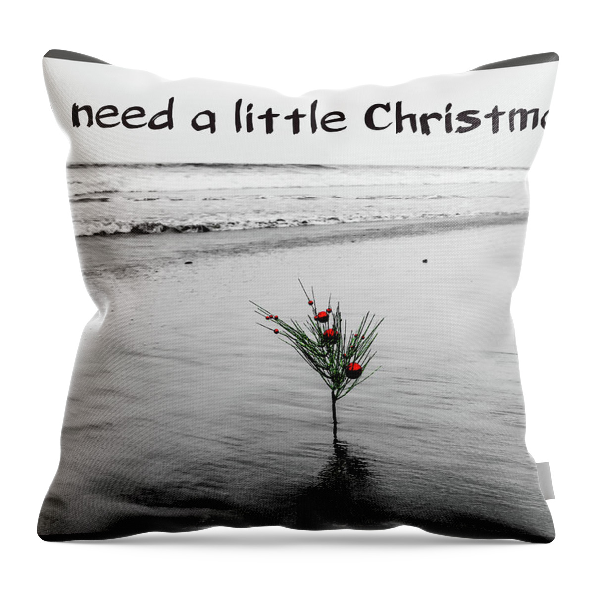 Beach Throw Pillow featuring the photograph We Need A Little Christmas by Alison Frank