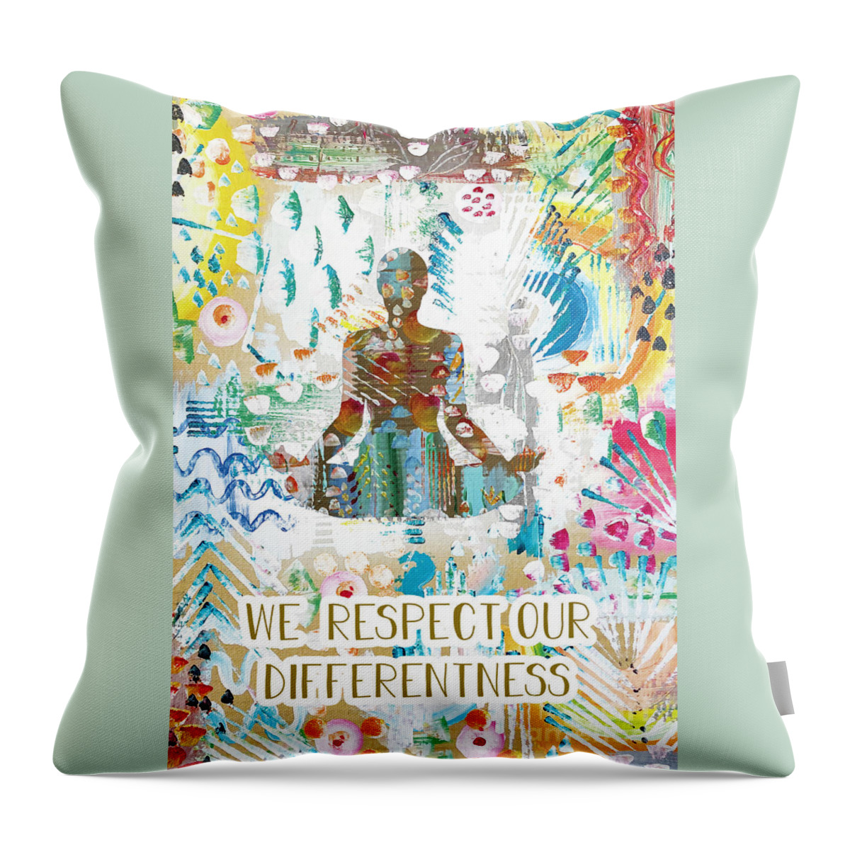 We Respect Our Differentness Throw Pillow featuring the drawing We respect our differentness by Claudia Schoen