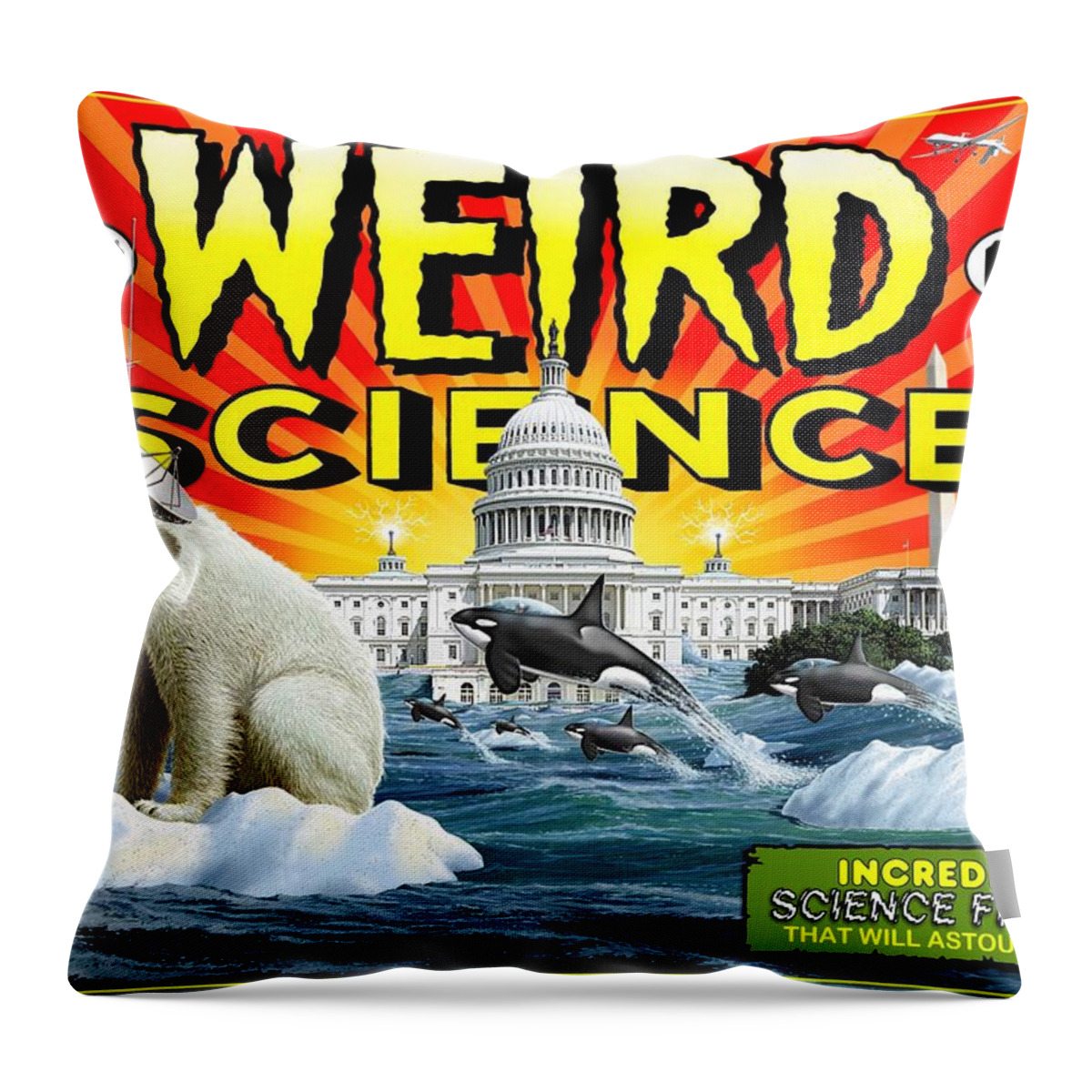 Global Warming Throw Pillow featuring the digital art Weird Science by Scott Ross