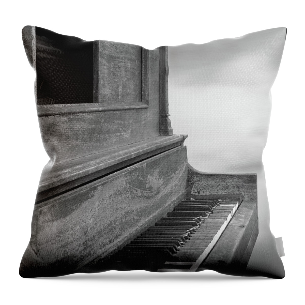 Landscape Throw Pillow featuring the photograph Weathered Piano 2 by Mike McGlothlen