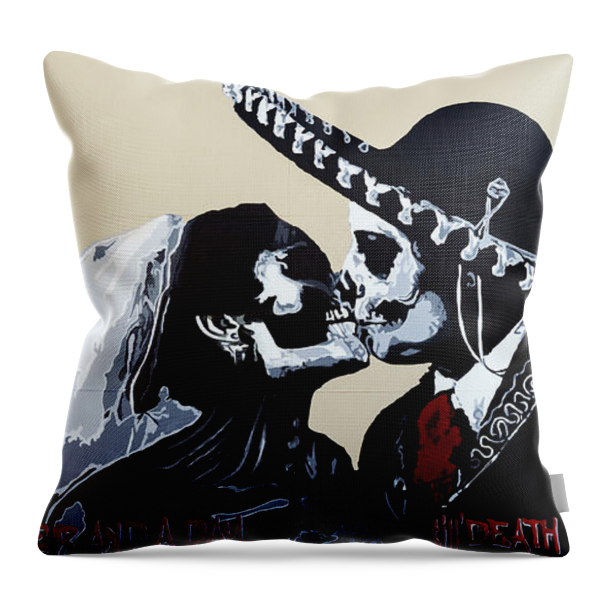 Skeletons Throw Pillow featuring the mixed media Website / Ig Logo by SORROW Gallery
