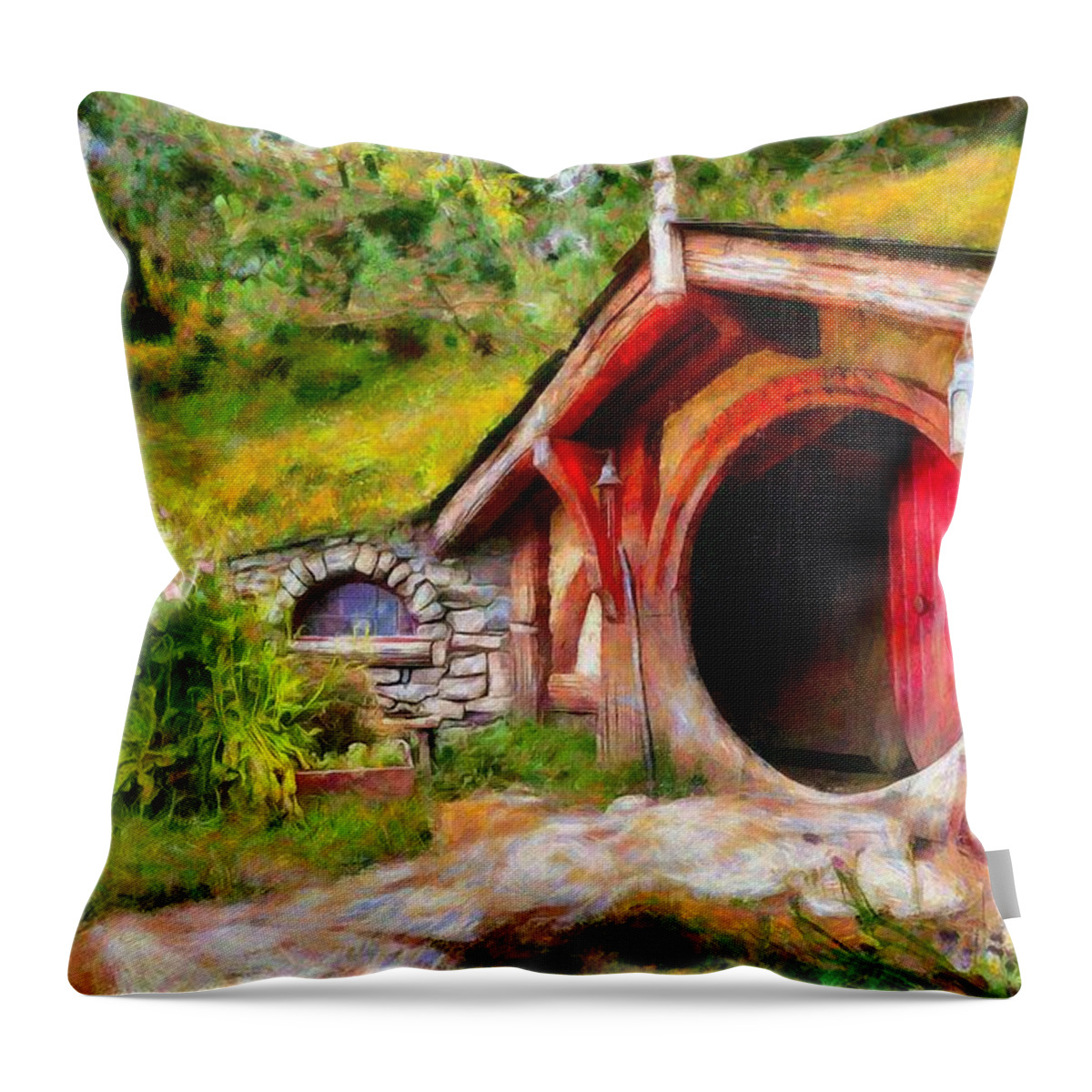 Welcome Throw Pillow featuring the painting Welcome by Eva Lechner