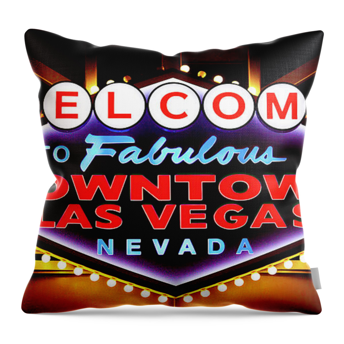 Vegas Throw Pillow featuring the photograph Welcome to Fabulous Downtown Las Vegas sign by Tatiana Travelways