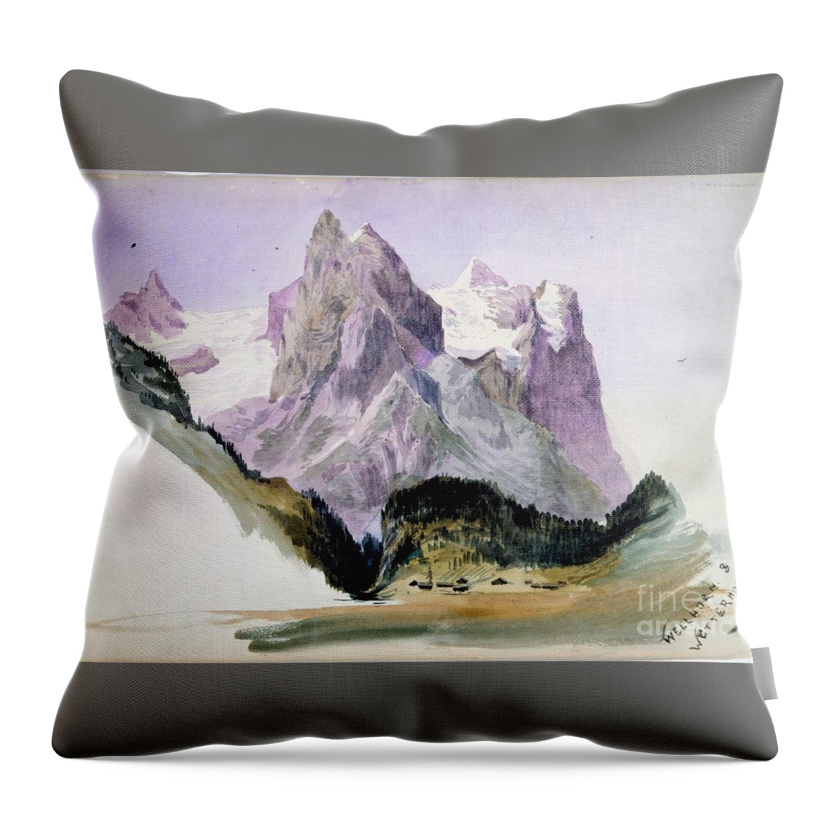 19th Century Throw Pillow featuring the painting Wellhorn and Wetterhorn by John Singer Sargent