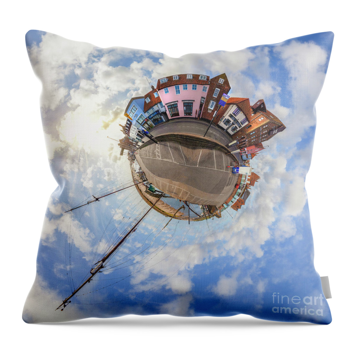 Wells Next The Sea Throw Pillow featuring the photograph Wells Next The Sea in Norfolk mini planet by Simon Bratt
