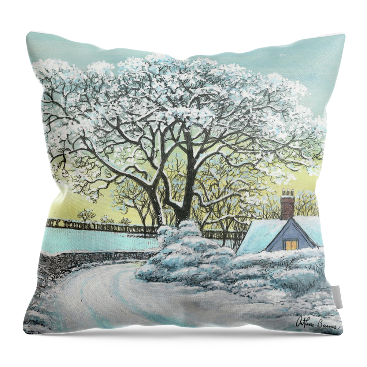 Winter Throw Pillow featuring the painting Welsh Winter by Arthur Barnes