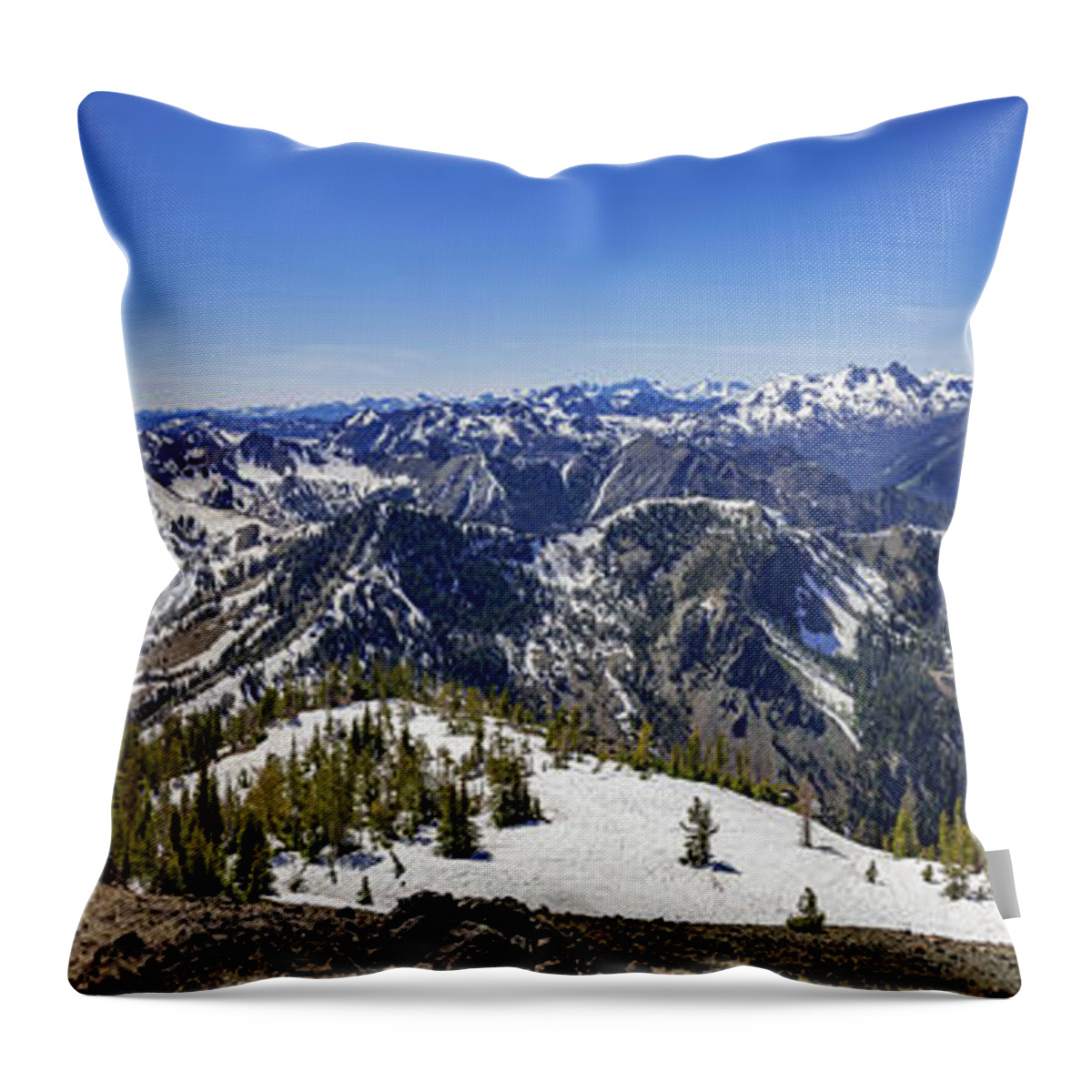Panorama Throw Pillow featuring the photograph Wenatchee Mountains by Pelo Blanco Photo