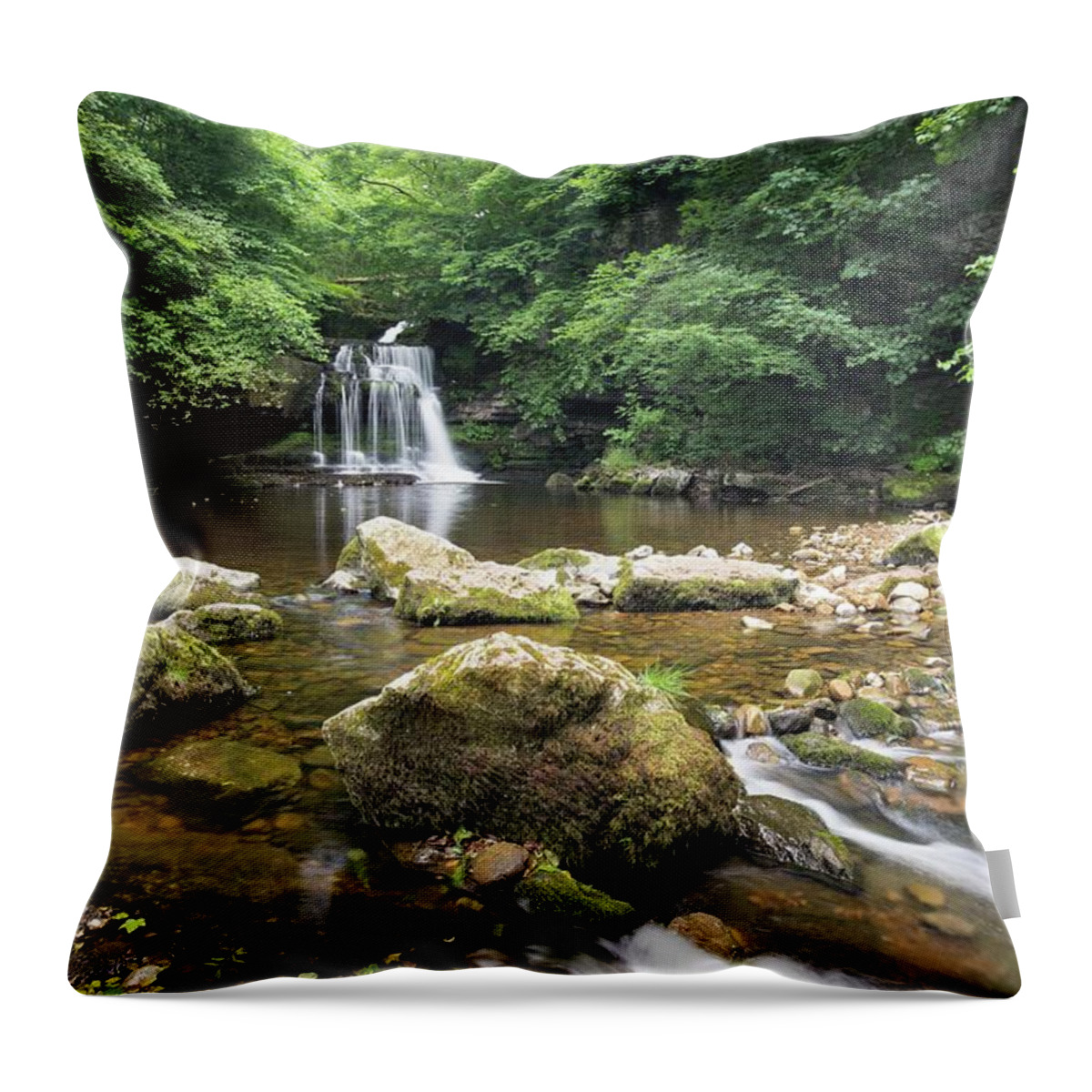 Cauldron Falls Throw Pillow featuring the photograph West Burton Waterfall, Yorkshire Dales, England, UK by Sarah Howard