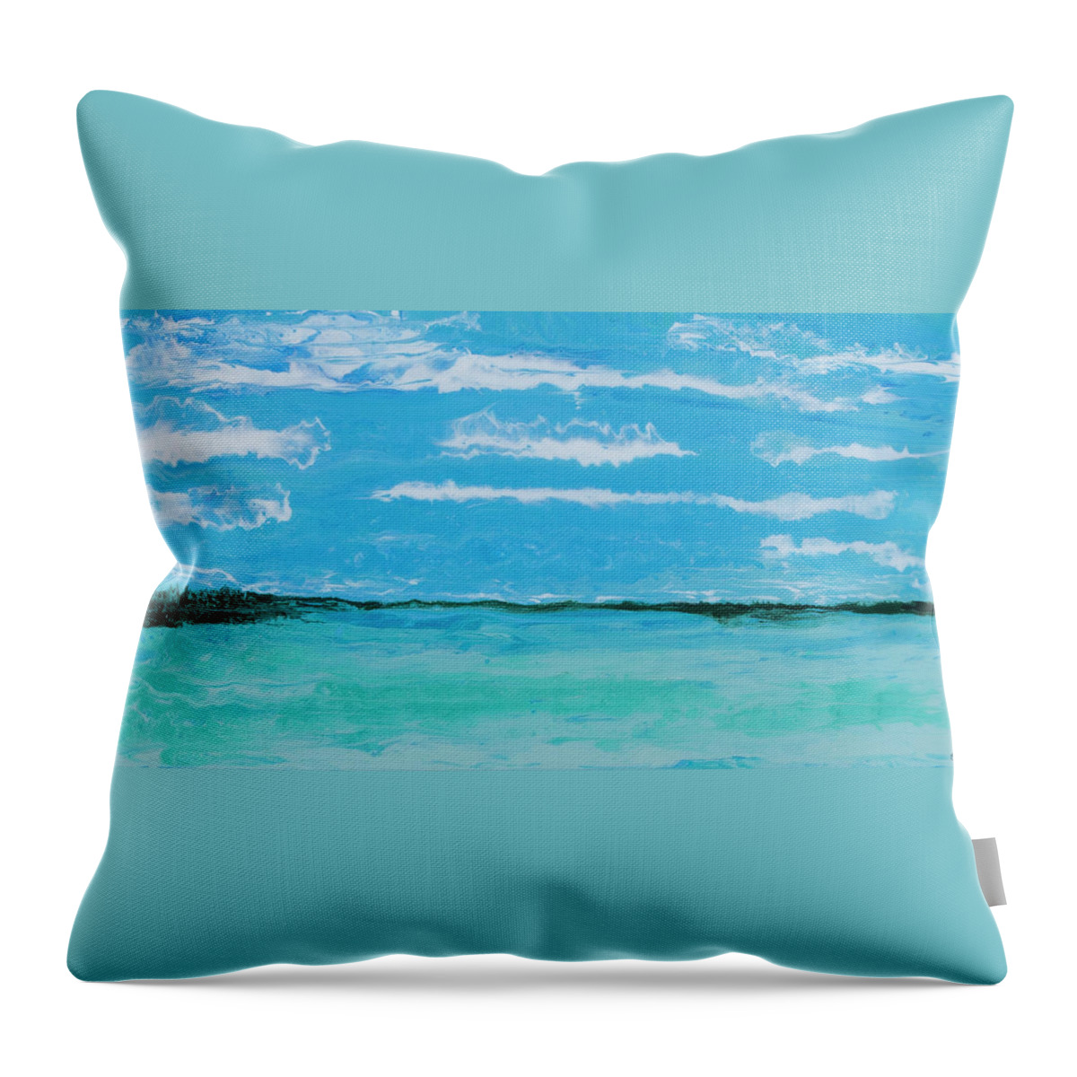 Seascape Throw Pillow featuring the painting West Harbor Key Channel by Steve Shaw