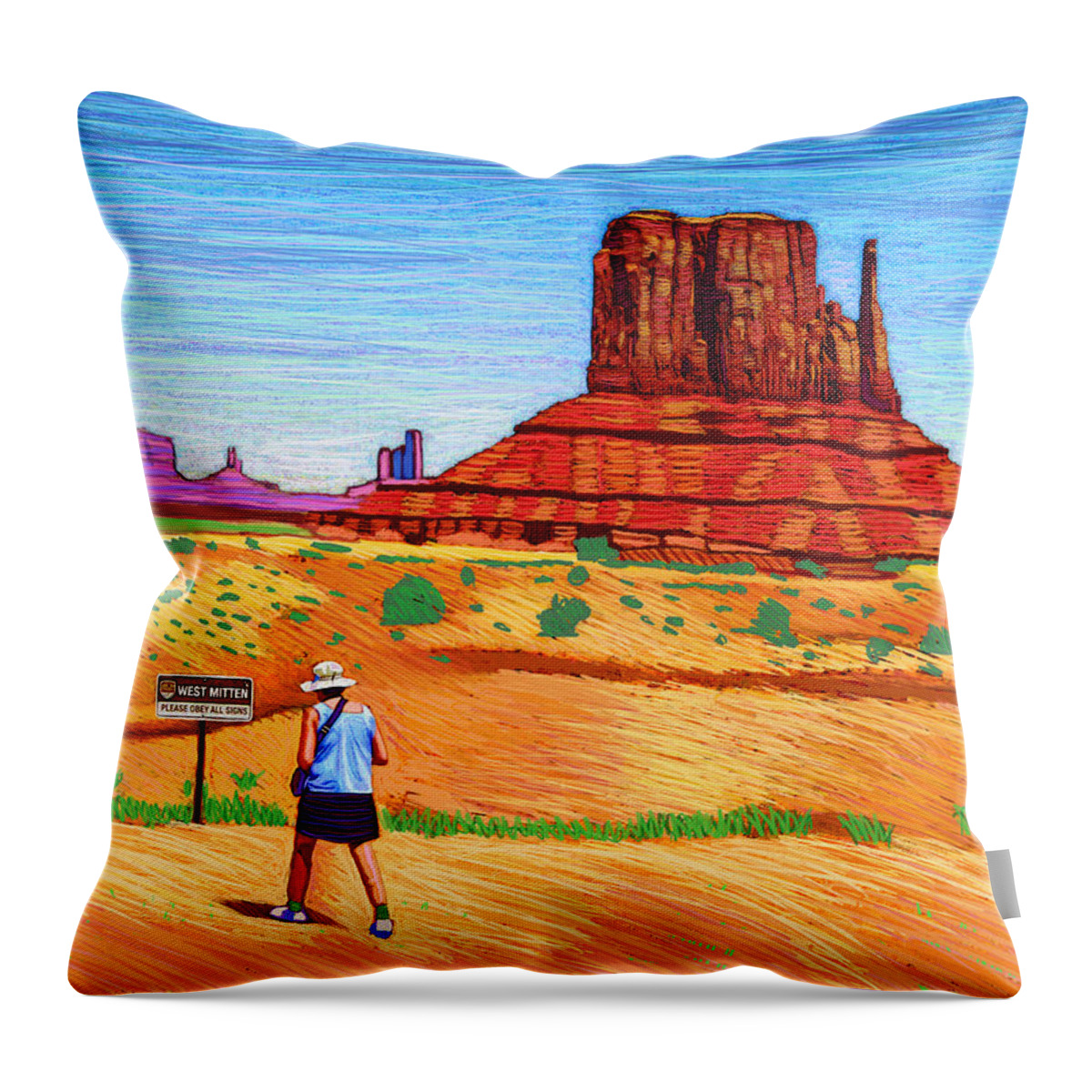 Monument Valley Throw Pillow featuring the digital art West Mitten by Rod Whyte