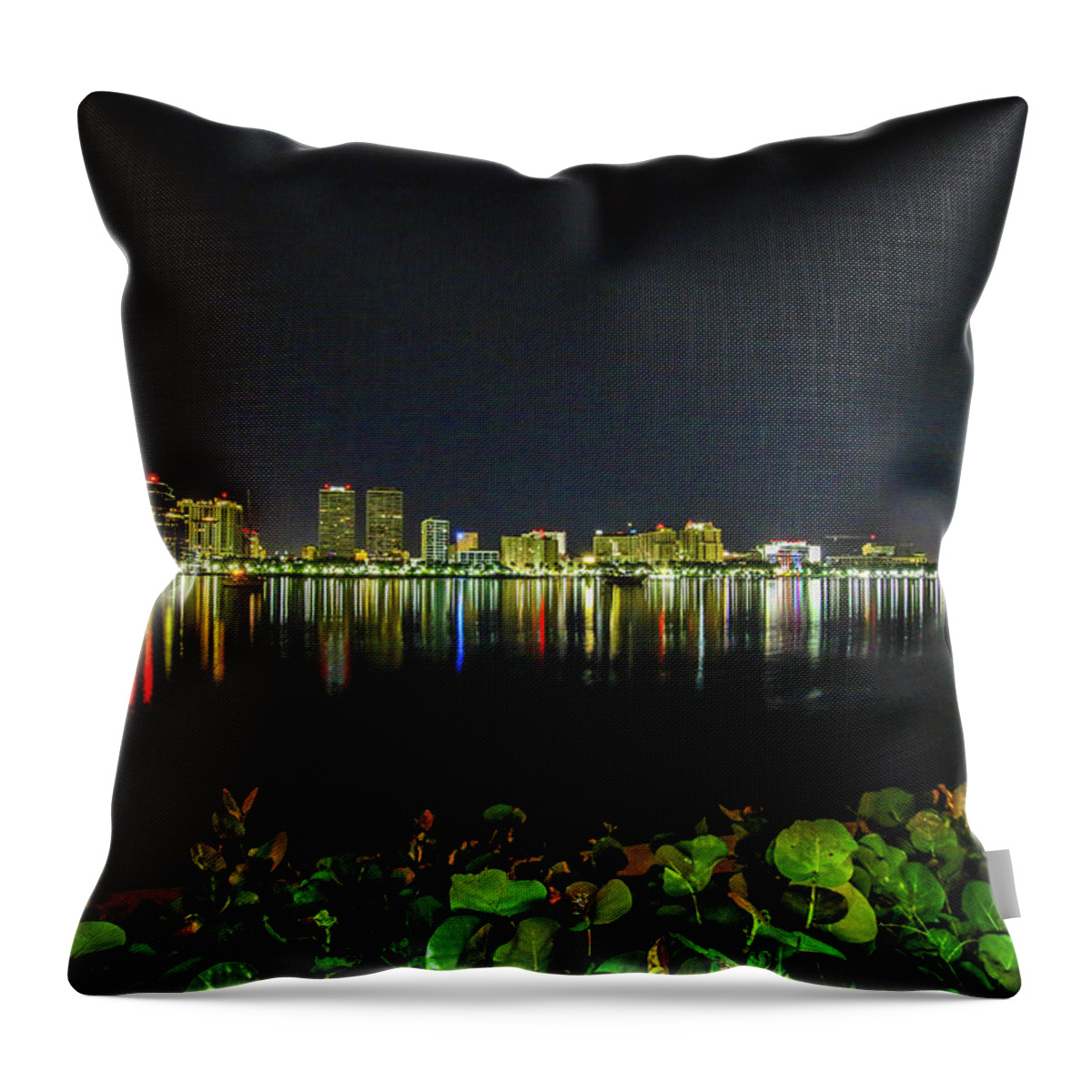City Throw Pillow featuring the photograph West Palm Beach Skyline #1 by Tom Claud