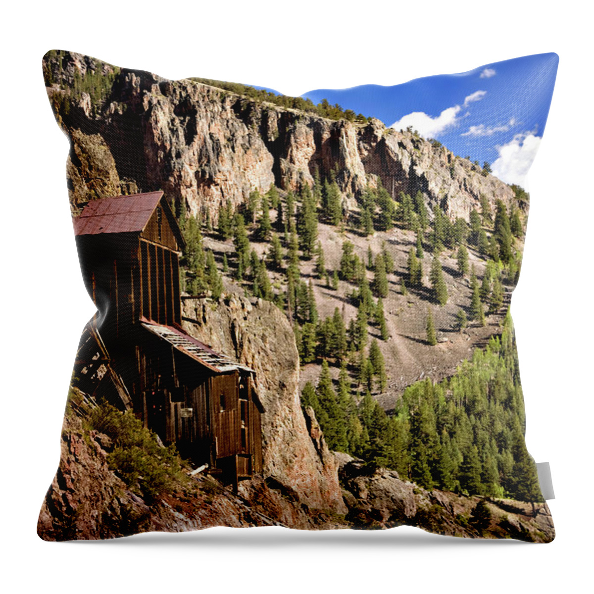 Bachelor Loop Tour Throw Pillow featuring the photograph West Willow Creek Mine by Lana Trussell