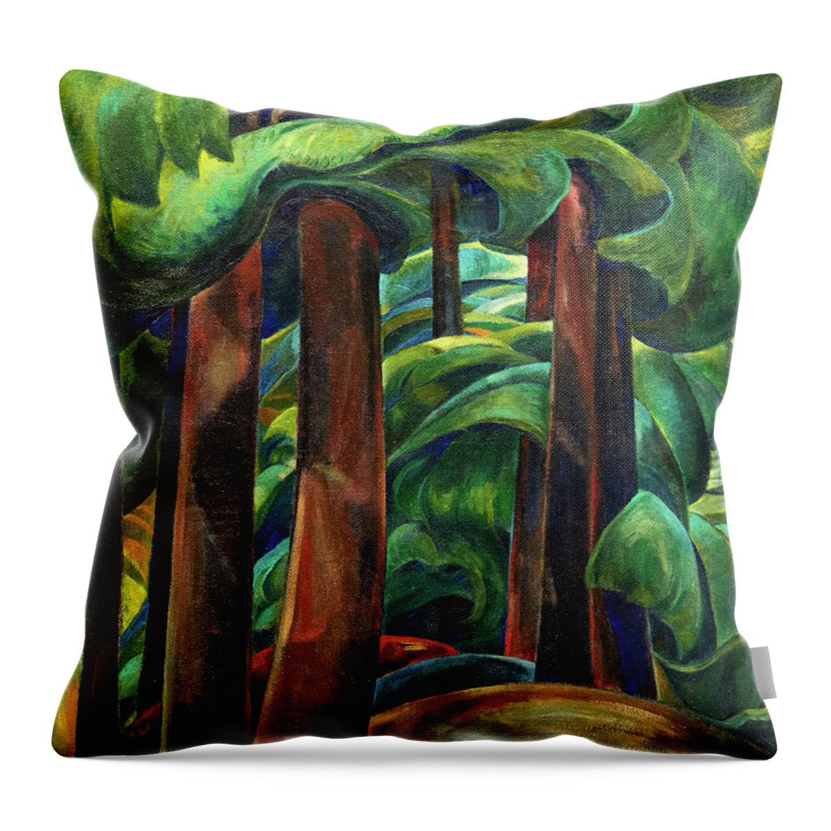 Emily Carr Throw Pillow featuring the painting Western Forest, 1931 by Emily Carr