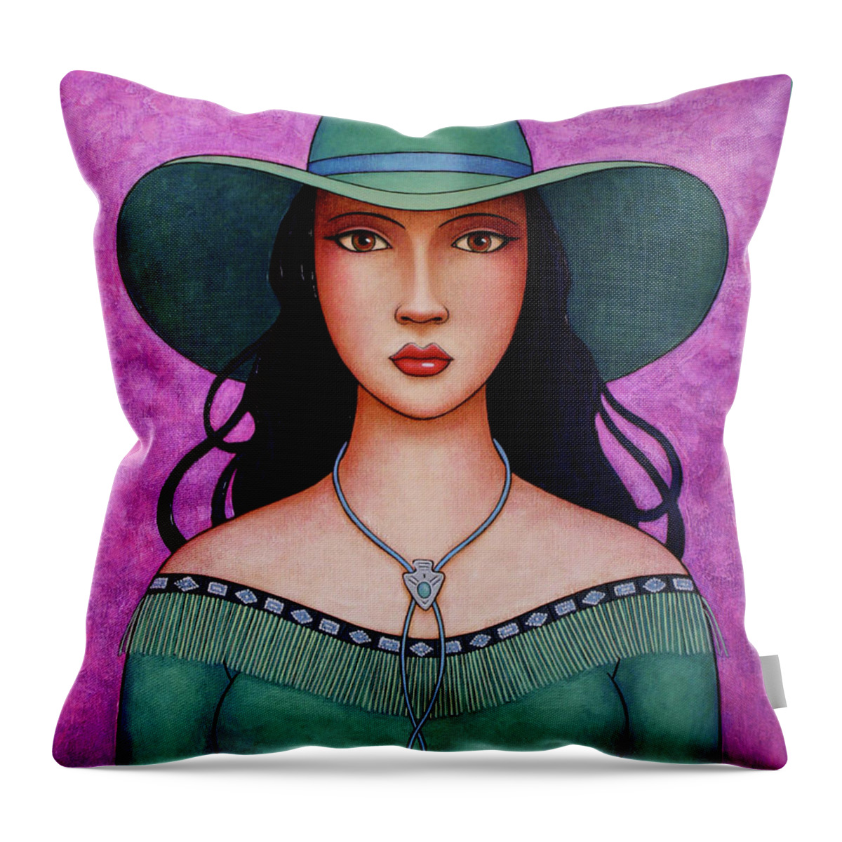 Cowgirl Throw Pillow featuring the painting Western Woman by Norman Engel