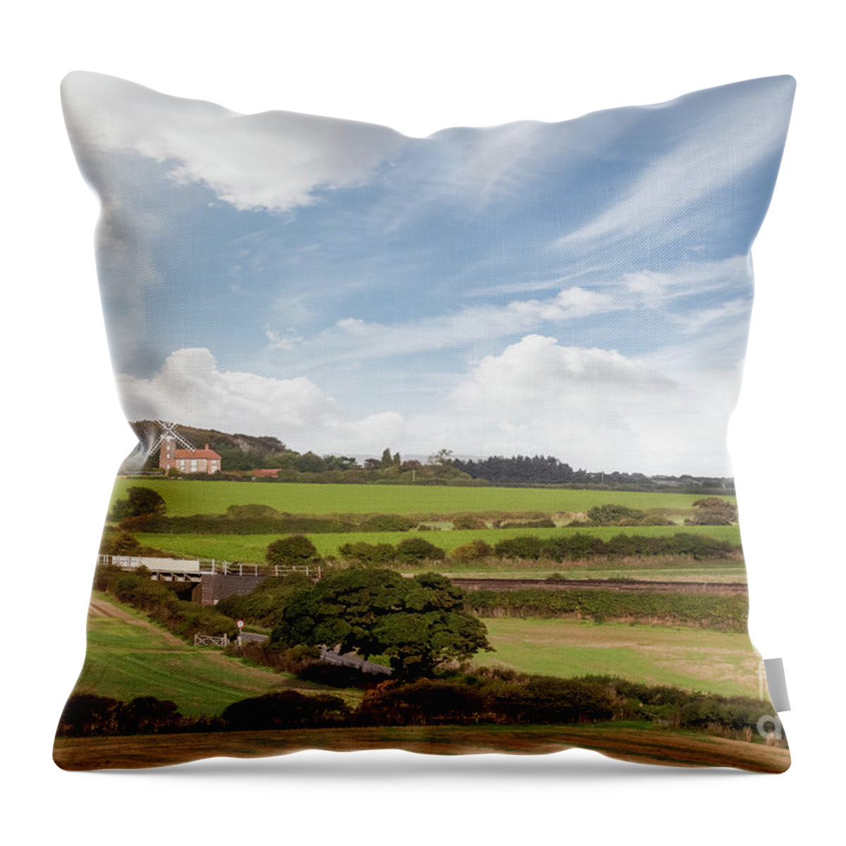 Weybourne Throw Pillow featuring the photograph Weybourne windmill in Norfolk England by Simon Bratt