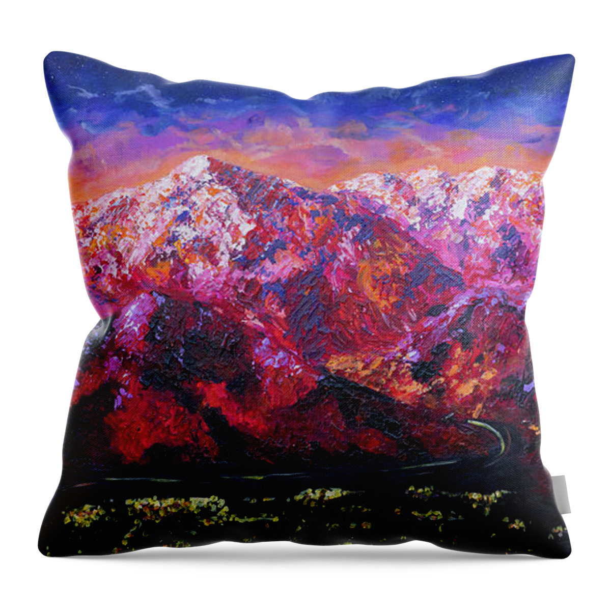 Mountain Throw Pillow featuring the painting What Dreams May Come by Ashley Wright