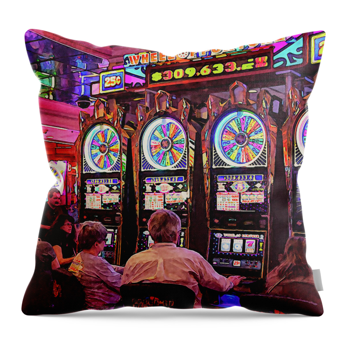 Wheel Of Fortune Throw Pillow featuring the photograph Wheel of Fortune Flamingo Las Vegas by Tatiana Travelways